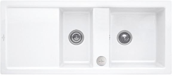 Villeroy & Boch Spüle SUBWAY 80 snow white 1160x510mm CeramicPlus Doppelbecken reversibel