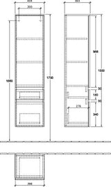 Villeroy & Boch Legato Hochschrank 400 mm Glossy White, 1 Tür, 1 Auszug, 1 Schublade, wandhängend