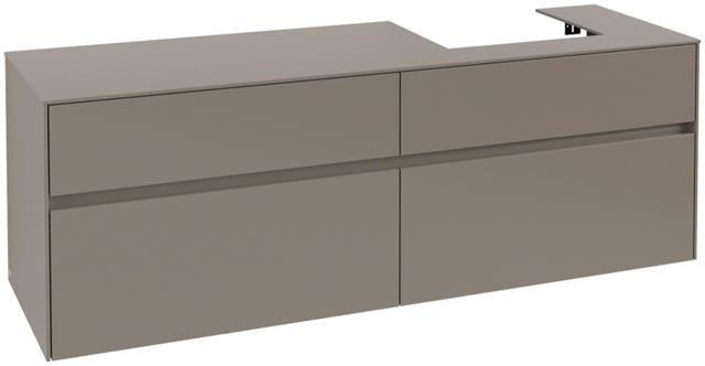 Villeroy & Boch Collaro Waschtischunterschrank 1600 mm Soft Grey, 4 Auszüge, Becken rechts