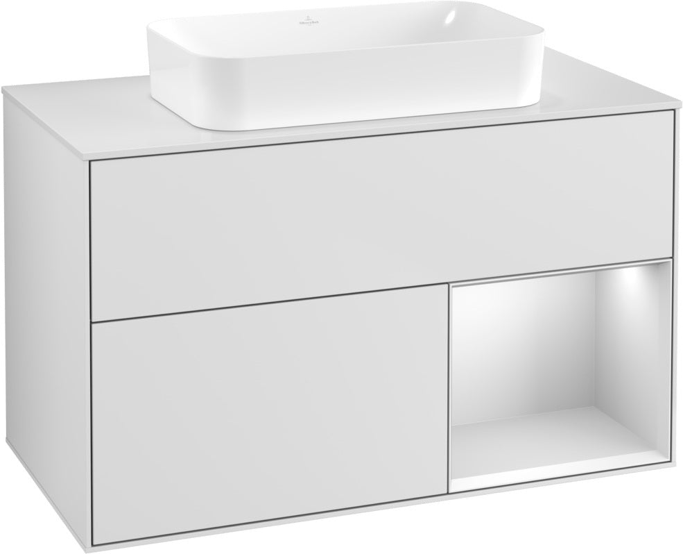 Villeroy & Boch Finion Waschtischunterschrank 1000 mm Glossy White Lacquer mit LED-Beleuchtung