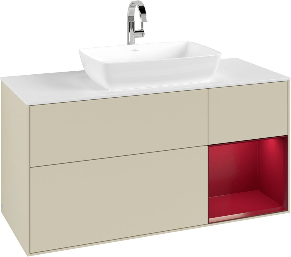 Villeroy & Boch Waschtischunterschrank Finion G831G 1200 mm Glossy White Lacquer mit Beleuchtung