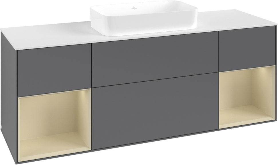 Villeroy & Boch Finion Waschbeckenunterschrank 1600 mm Glossy White Lacquer mit LED-Beleuchtung