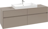 Villeroy & Boch Waschtischunterschrank Collaro C028 B0 1600 mm Taupe mit Beleuchtung und SoftClosing