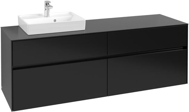 Villeroy & Boch Collaro Waschtischunterschrank 1600 mm Black Matt Lacquer, 4 Auszüge, Becken links