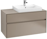 Villeroy & Boch Collaro Waschtischunterschrank 1000 mm mit LED-Beleuchtung und 2 Auszügen in Soft Grey