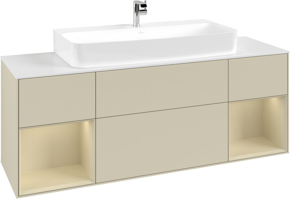 Villeroy & Boch Finion Waschtischunterschrank 1600 mm Glossy White Lacquer mit Beleuchtung