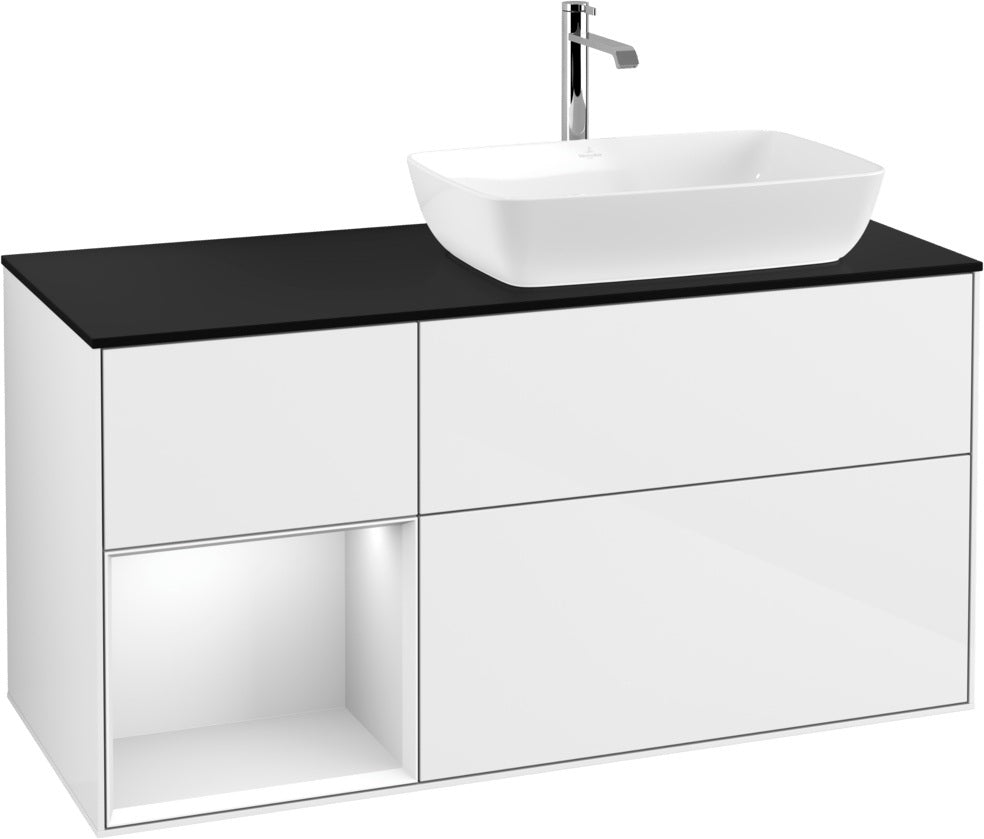 Villeroy & Boch Finion Waschtischunterschrank 1200 mm Glossy White Lacquer mit Beleuchtung