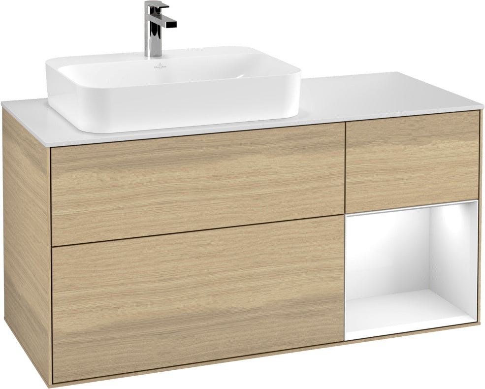 Villeroy & Boch Waschtischunterschrank Finion F401G 1200 mm Glossy White Lacquer mit Beleuchtung