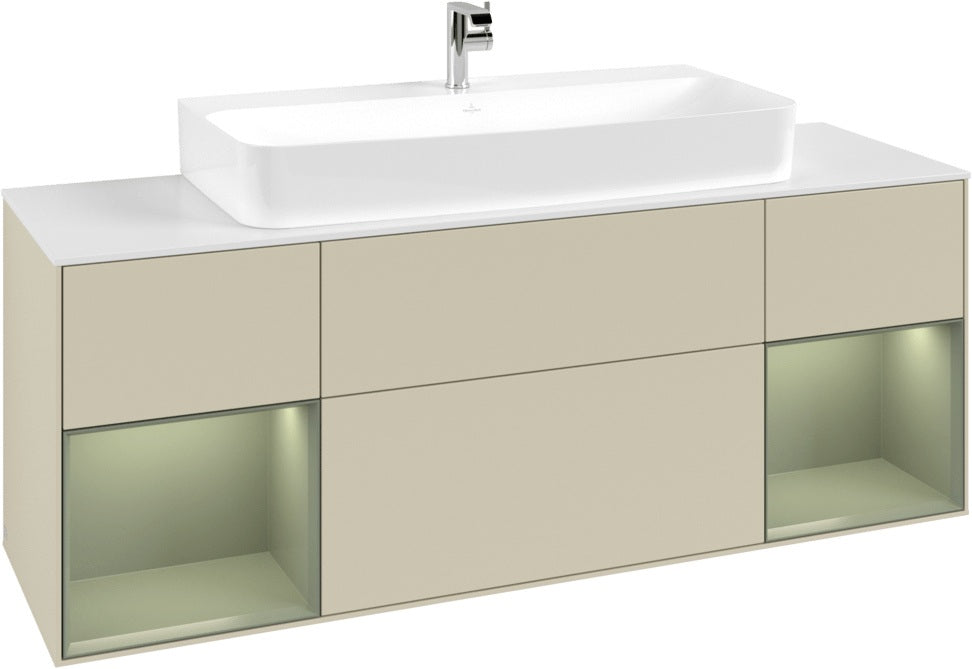 Villeroy & Boch Finion Waschtischunterschrank 1600 mm Glossy White Lacquer mit Beleuchtung