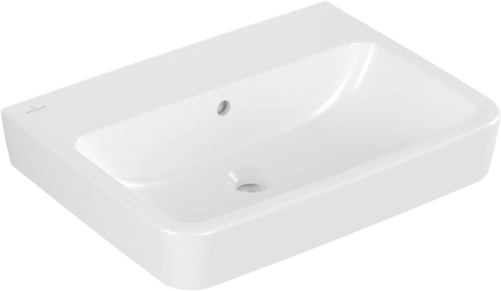 Villeroy & Boch O.novo Wandwaschbecken 600x460 mm Weiß Alpin – Eckig, mit Überlauf, ohne Hahnloch