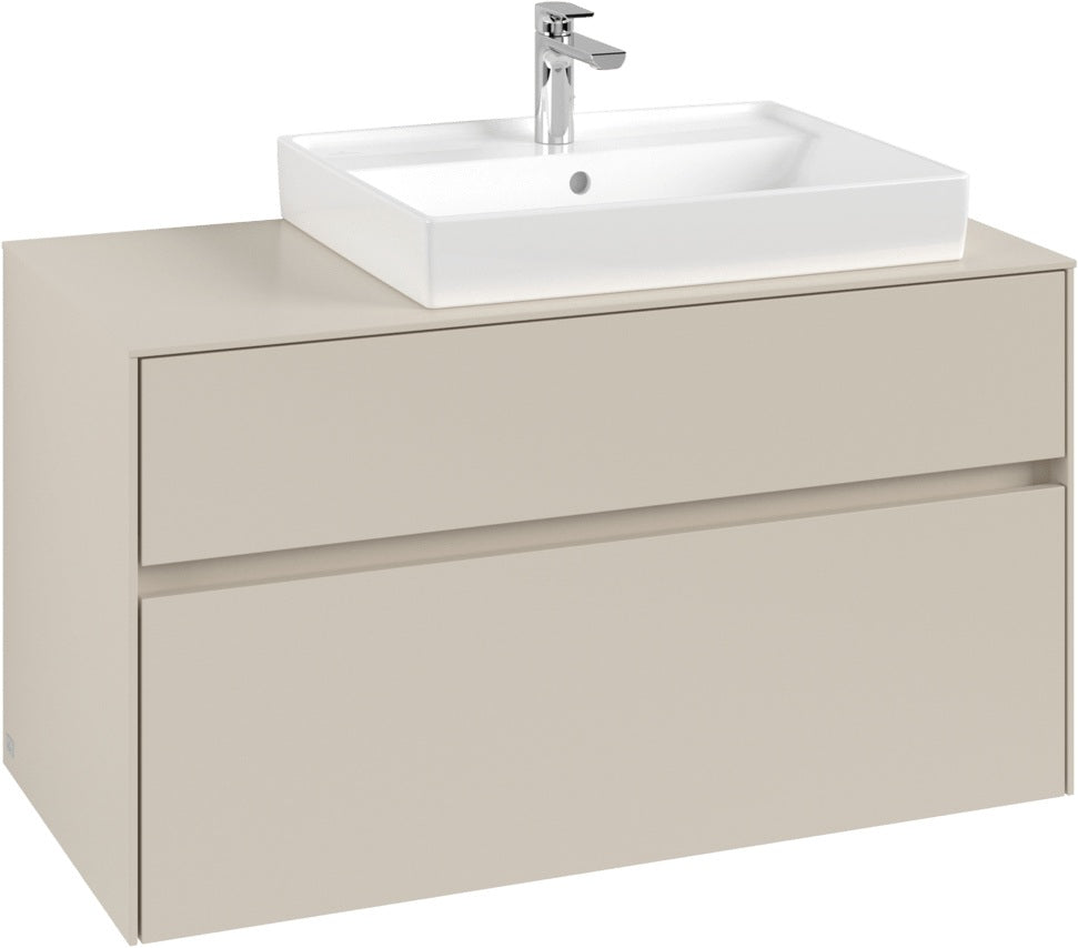 Villeroy & Boch Collaro Waschbeckenunterschrank 1000 mm Cashmere Grey mit LED-Beleuchtung und SoftClosing