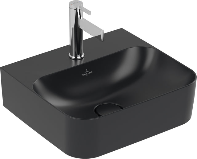 Villeroy & Boch Handwaschbecken Finion 436443R7 – 430 x 390 mm, Pure Black CeramicPlus, TitanCeram, wandhängend