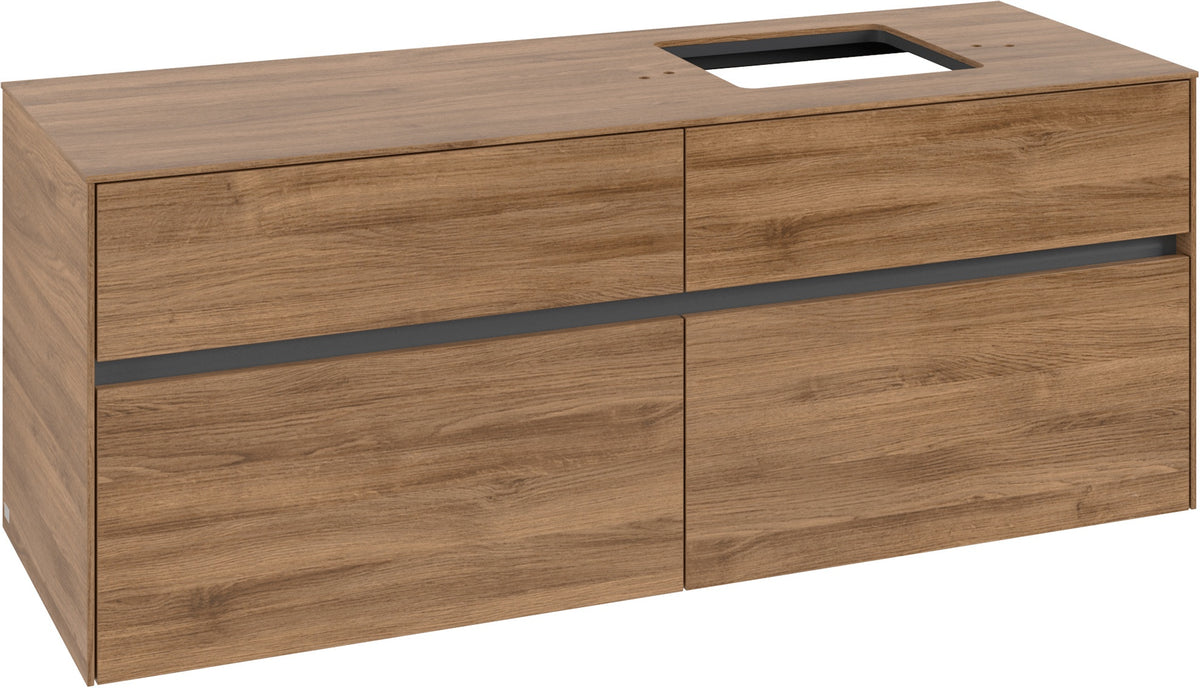 Villeroy & Boch Waschtischunterschrank Collaro C133 Kansas Oak 1400 mm, 4 Auszüge, Becken rechts
