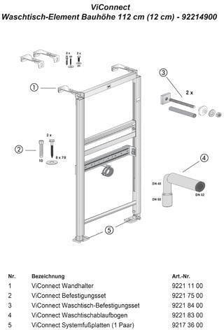 Villeroy & Boch ViConnect Waschtisch-Vorwandelement für Trockenbau 525 x 1120 mm