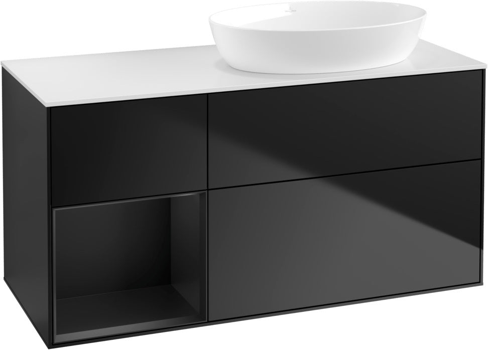 Villeroy & Boch Finion Waschtischunterschrank 1200 mm Glossy White Lacquer mit Beleuchtung