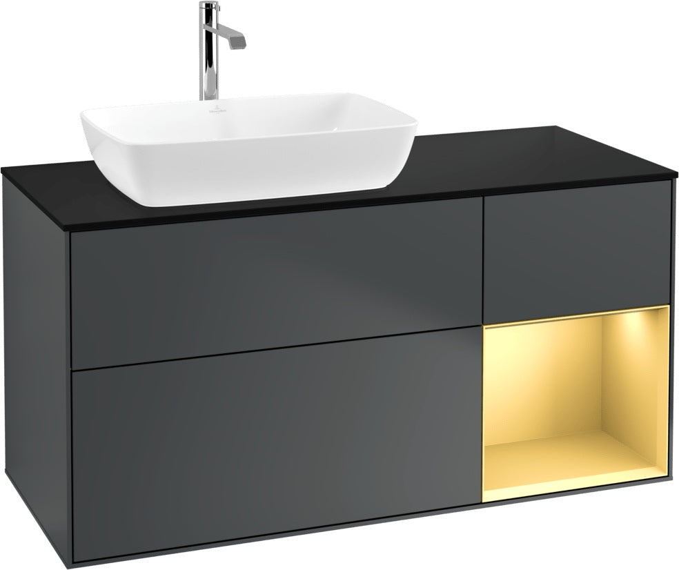 Villeroy & Boch Finion Waschtischunterschrank 1200 mm Glossy White mit Beleuchtung und SoftClosing