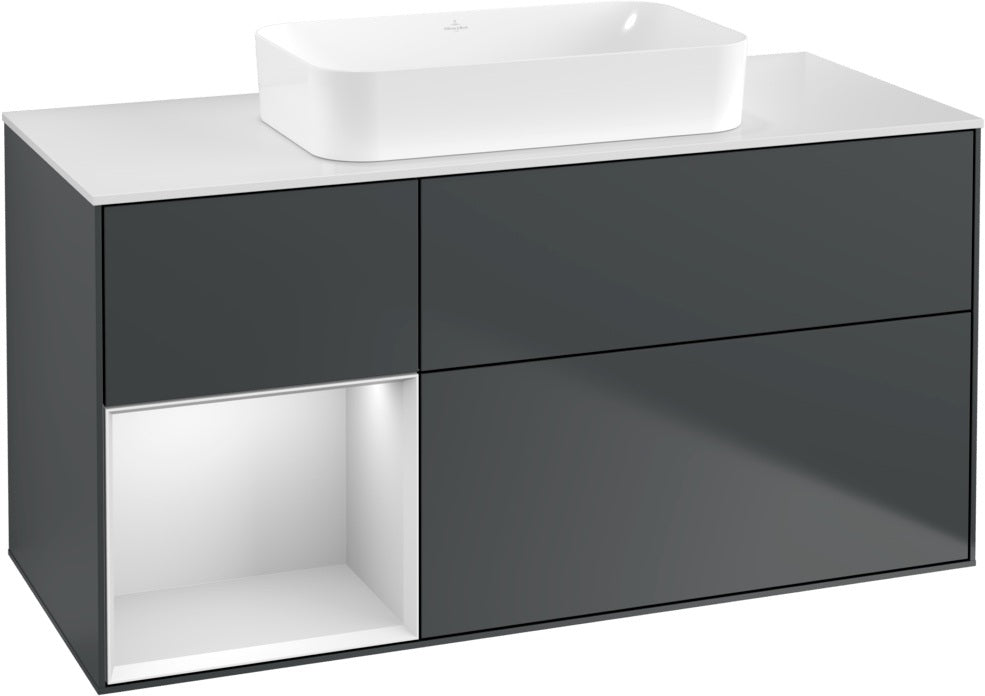 Villeroy & Boch Finion Waschbeckenunterschrank 1200 mm Walnut Veneer mit Beleuchtung