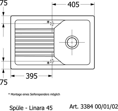 Villeroy & Boch Einbauspüle Linara 45 800x510mm Rechteck TitanCeram CeramicPlus