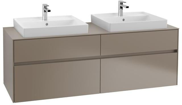 Villeroy & Boch Collaro Waschtischunterschrank 1600 mm mit LED-Beleuchtung und 4 Auszügen in Black Matt Lacquer