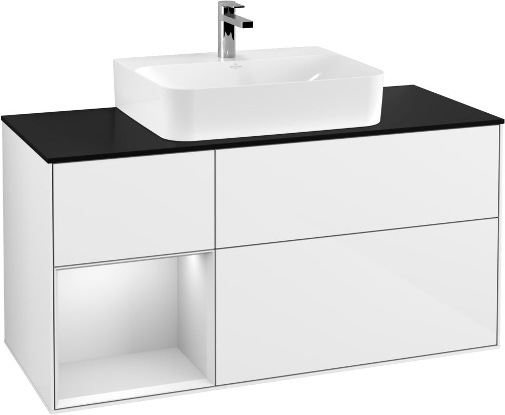 Villeroy & Boch Finion Waschbeckenunterschrank 1200 mm Glossy White mit Beleuchtung