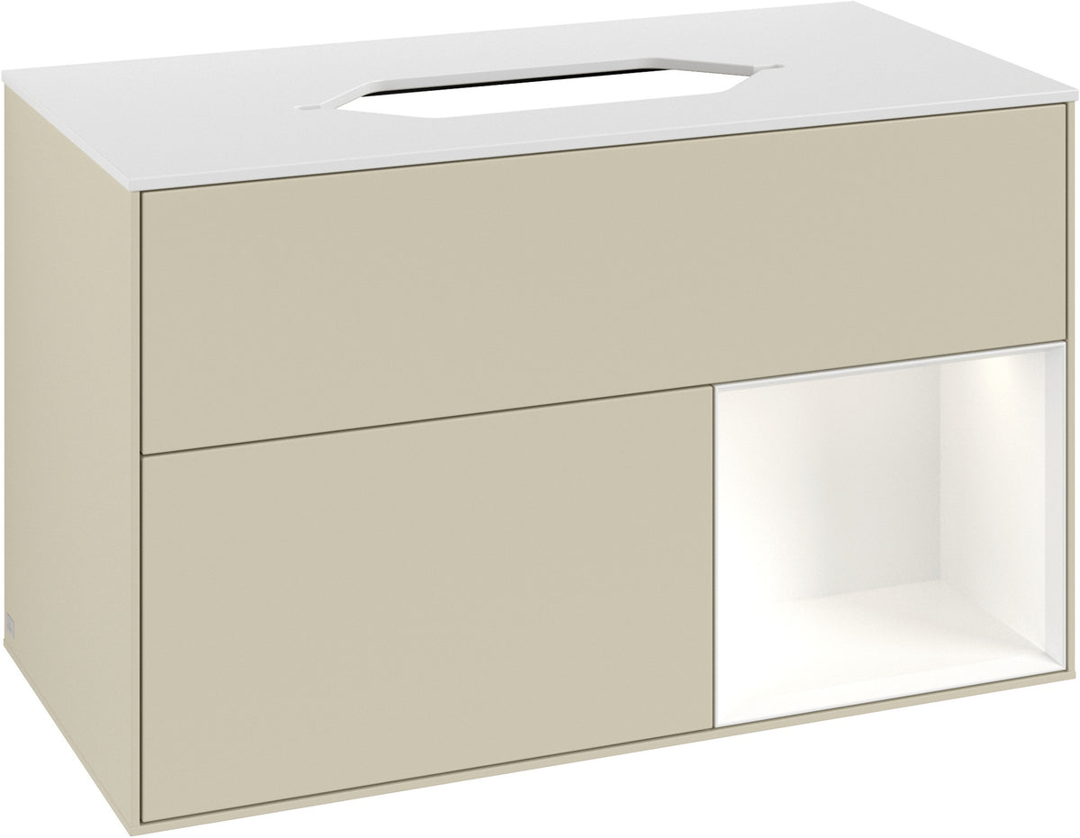 Villeroy & Boch Finion Waschtischunterschrank 1000 mm Glossy White Lacquer mit LED-Beleuchtung