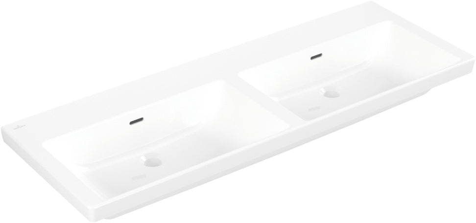 Villeroy & Boch Subway 3.0 Schrank-Doppelwaschtisch 1300 mm Weiß Alpin, TitanCeram, mit Überlauf, ohne Hahnloch