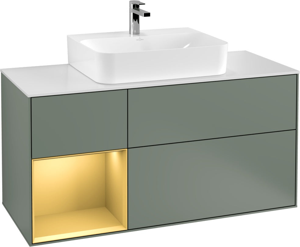 Villeroy & Boch Finion Waschtischunterschrank G161G 1200 mm Glossy White Lacquer mit LED-Beleuchtung