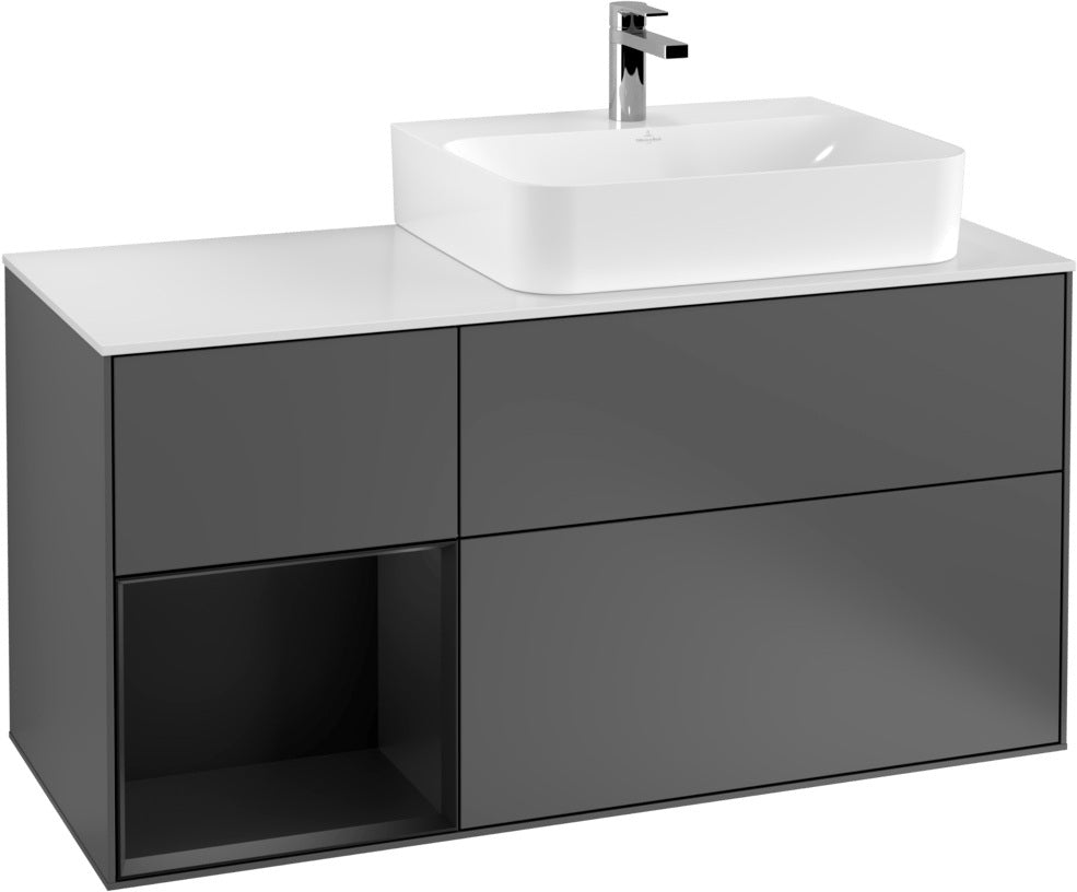 Villeroy & Boch Waschtischunterschrank Finion G141G 1200 mm Glossy White mit LED-Beleuchtung