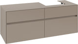 Villeroy & Boch Collaro Waschtischunterschrank 1400 mm mit LED-Beleuchtung und 4 Auszügen in Soft Grey