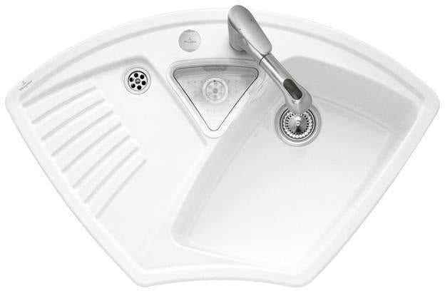 Villeroy & Boch Eckspüle Arena Eck 975x625mm Ivory CeramicPlus mit Ablaufgarnitur