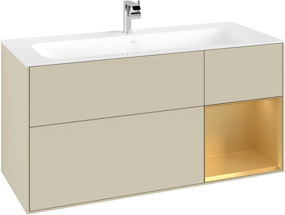 Villeroy & Boch Finion Waschbeckenunterschrank Glossy White Lacquer 1196 mm mit LED-Beleuchtung