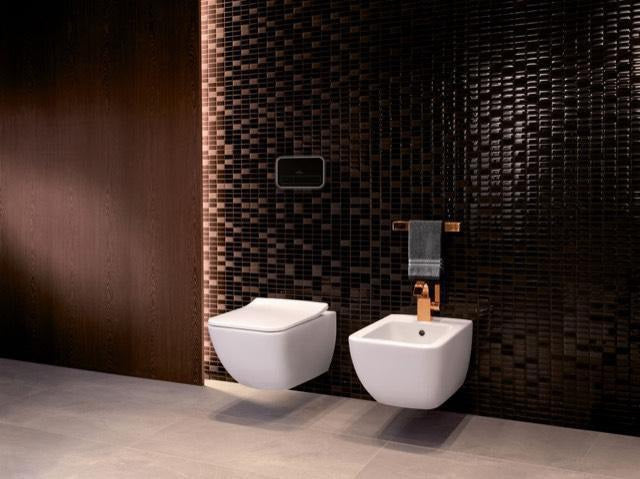 Villeroy & Boch ViConnect WC-Betätigungsplatte aus Glas, Glossy Black, mit LED-Beleuchtung