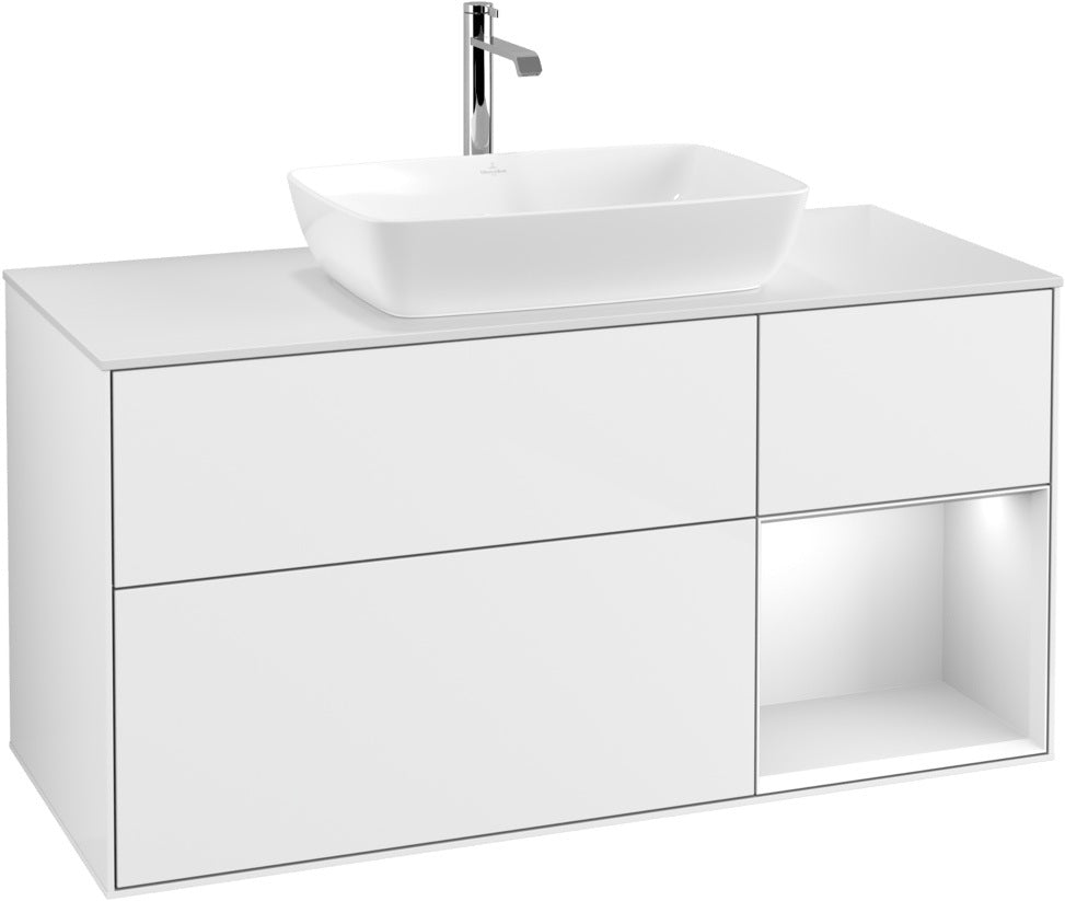 Villeroy & Boch Waschtischunterschrank Finion G831G 1200 mm Glossy White Lacquer mit Beleuchtung