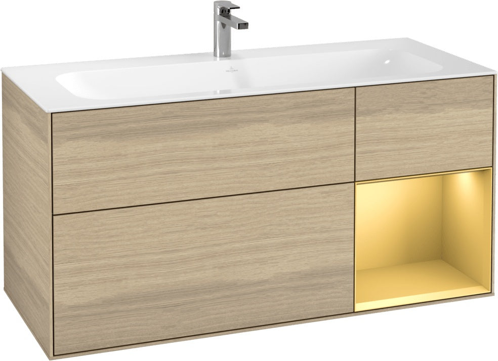 Villeroy & Boch Finion Waschbeckenunterschrank Glossy White Lacquer 1196 mm mit LED-Beleuchtung