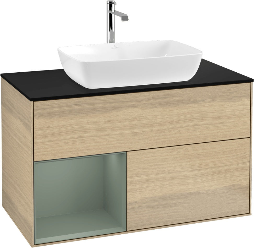Villeroy & Boch Finion Waschbeckenunterschrank Glossy White mit Beleuchtung, 1000 mm