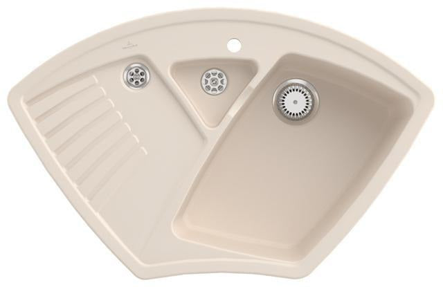 Villeroy & Boch Eckspüle Arena Eck 975x625mm Ivory CeramicPlus mit Ablaufgarnitur