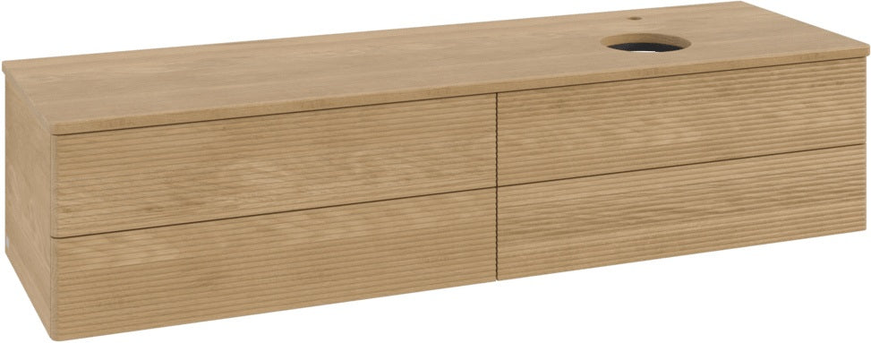 Villeroy & Boch Waschtischunterschrank Antao 1600 mm Warm Walnut mit 4 Auszügen und Beleuchtung