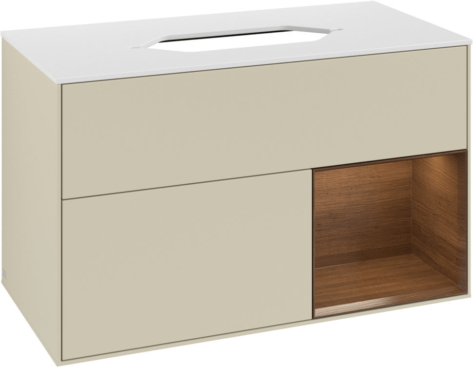 Villeroy & Boch Finion Waschbeckenunterschrank 1000 mm Silk Grey Matt mit Beleuchtung