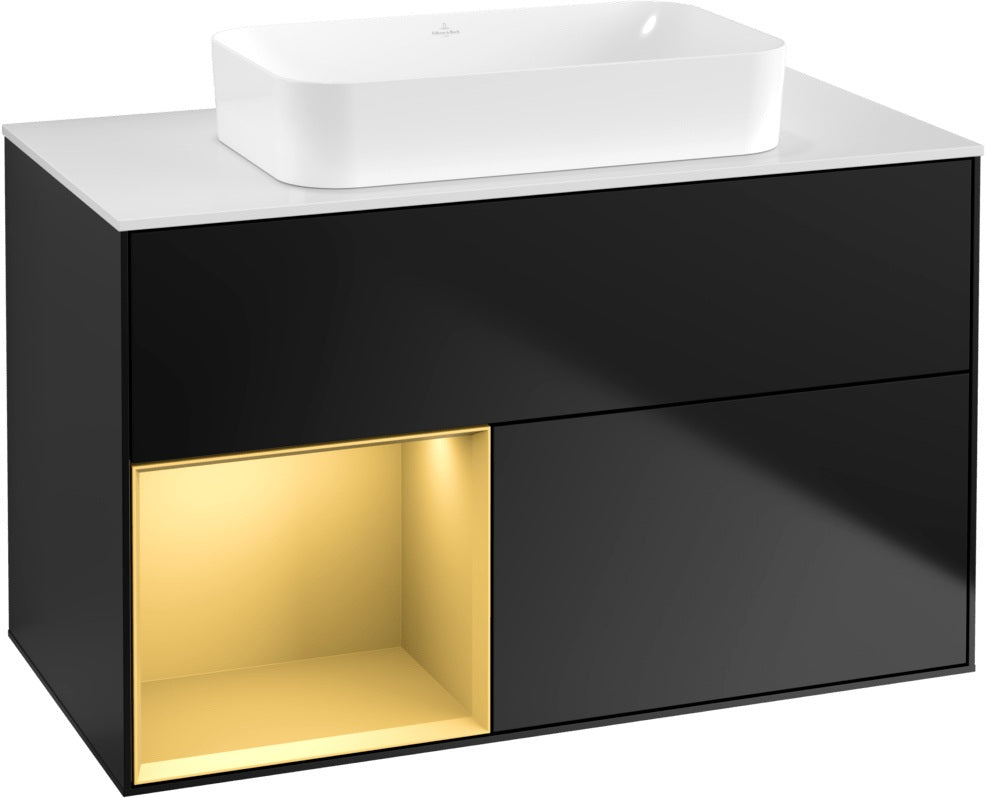 Villeroy & Boch Finion Waschtischunterschrank 1000 mm Glossy White Lacquer – mit LED-Beleuchtung & SoftClosing