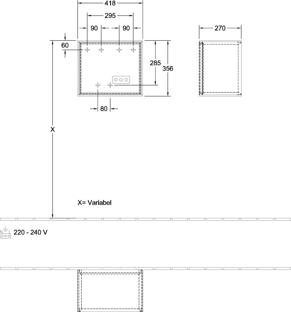 Villeroy & Boch Finion Regalmodul F580GF – 418 mm, Olive Matt Lacquer, mit LED-Beleuchtung