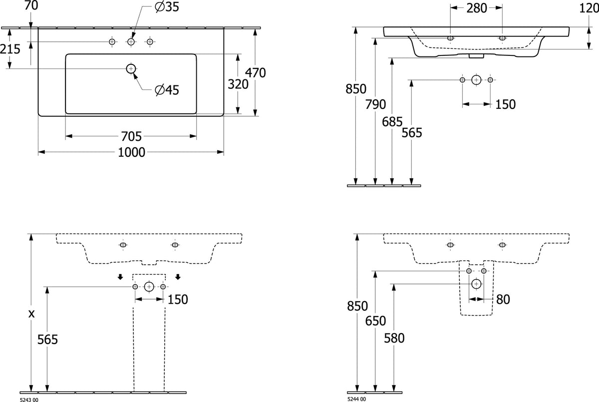 Villeroy & Boch Subway 2.0 Halbsäule Weiß Alpin 524400 – Sanitärkeramik, 315 x 200 x 290 mm