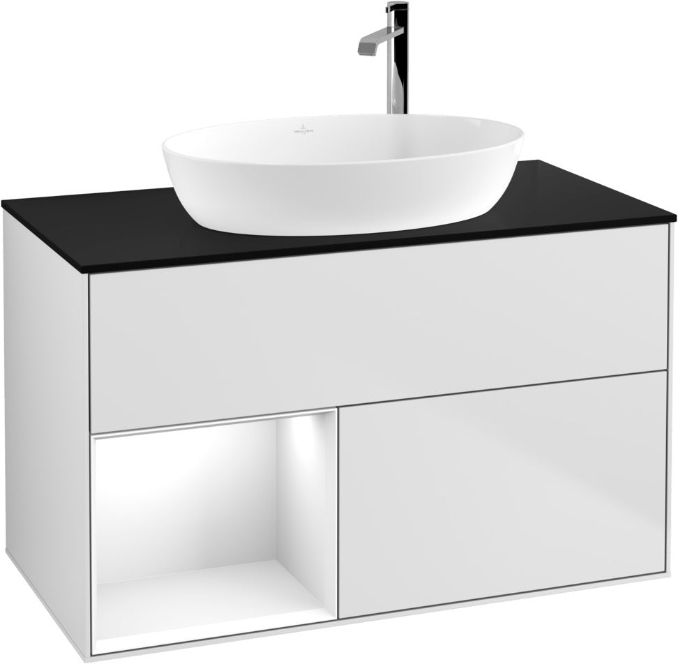 Villeroy & Boch Finion Waschbeckenunterschrank G892G 1000 mm Glossy White Lacquer mit Beleuchtung