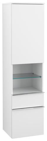 Villeroy & Boch Venticello Hochschrank 404 mm Glossy White – 1 Tür, 2 Auszüge, links