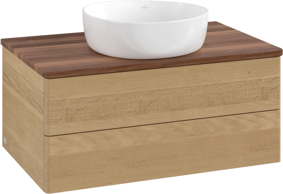 Villeroy & Boch Antao Waschtischunterschrank 800 mm Warm Walnut mit LED-Auszugsbeleuchtung