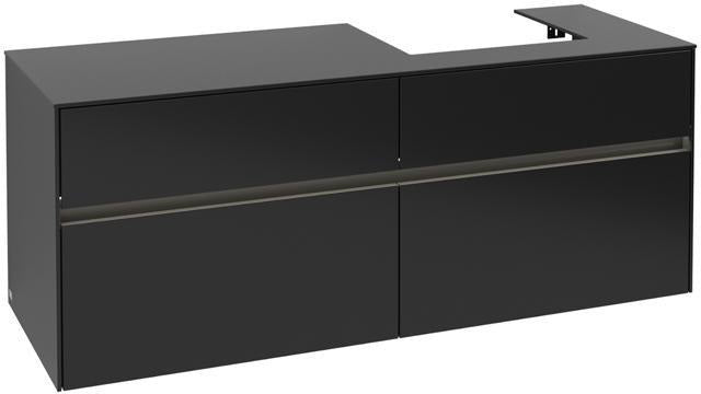 Villeroy & Boch Collaro Waschtischunterschrank 1400 mm mit LED-Beleuchtung und 4 Auszügen in Soft Grey
