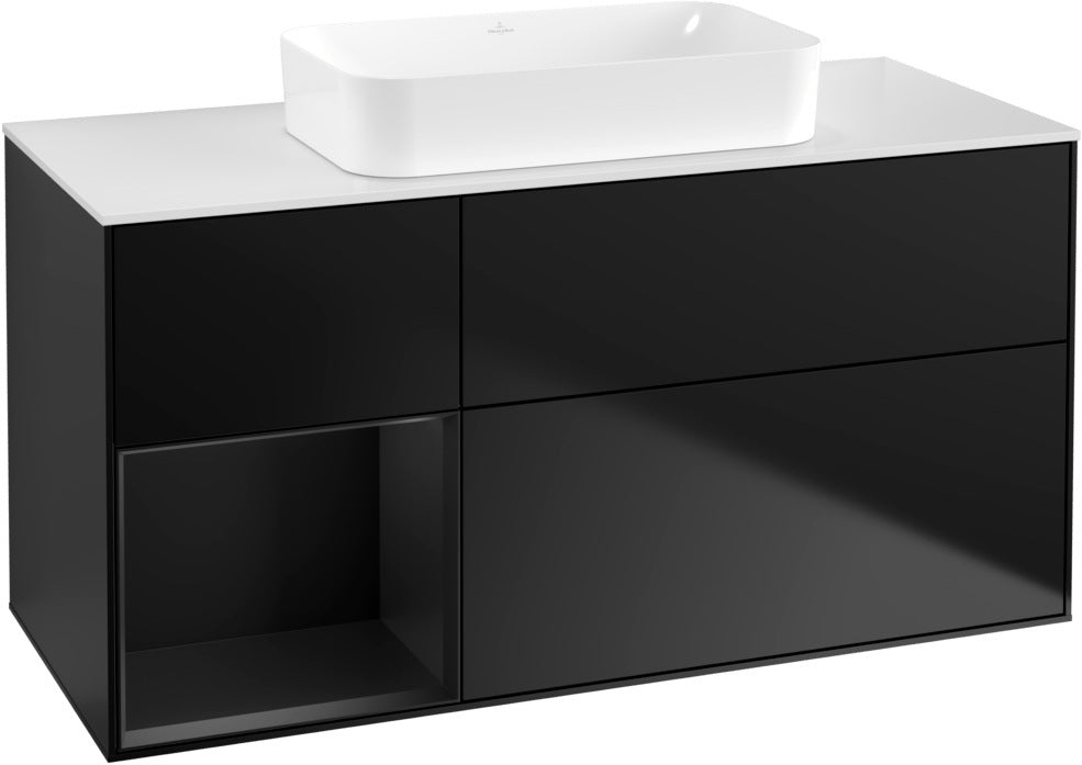Villeroy & Boch Finion Waschbeckenunterschrank 1200 mm Walnut Veneer mit Beleuchtung