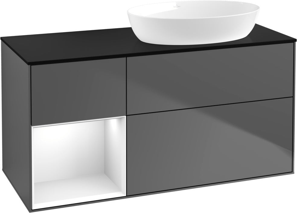 Villeroy & Boch Waschtischunterschrank Finion FA42G 1200 mm Glossy White Lacquer mit Beleuchtung