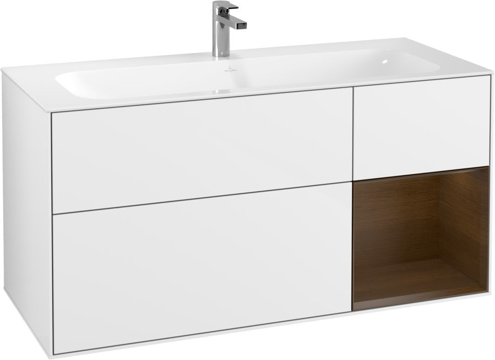 Villeroy & Boch Finion Waschbeckenunterschrank Glossy White Lacquer 1196 mm mit LED-Beleuchtung