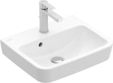 Villeroy & Boch Handwaschbecken O.novo 434447 – 450 x 370 x 160 mm, eckig, Weiß Alpin, mit Überlauf, ohne Hahnloch