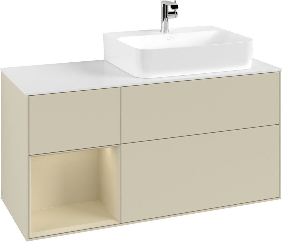 Villeroy & Boch Finion Waschbeckenunterschrank 1200 mm Glossy White Lacquer mit Beleuchtung